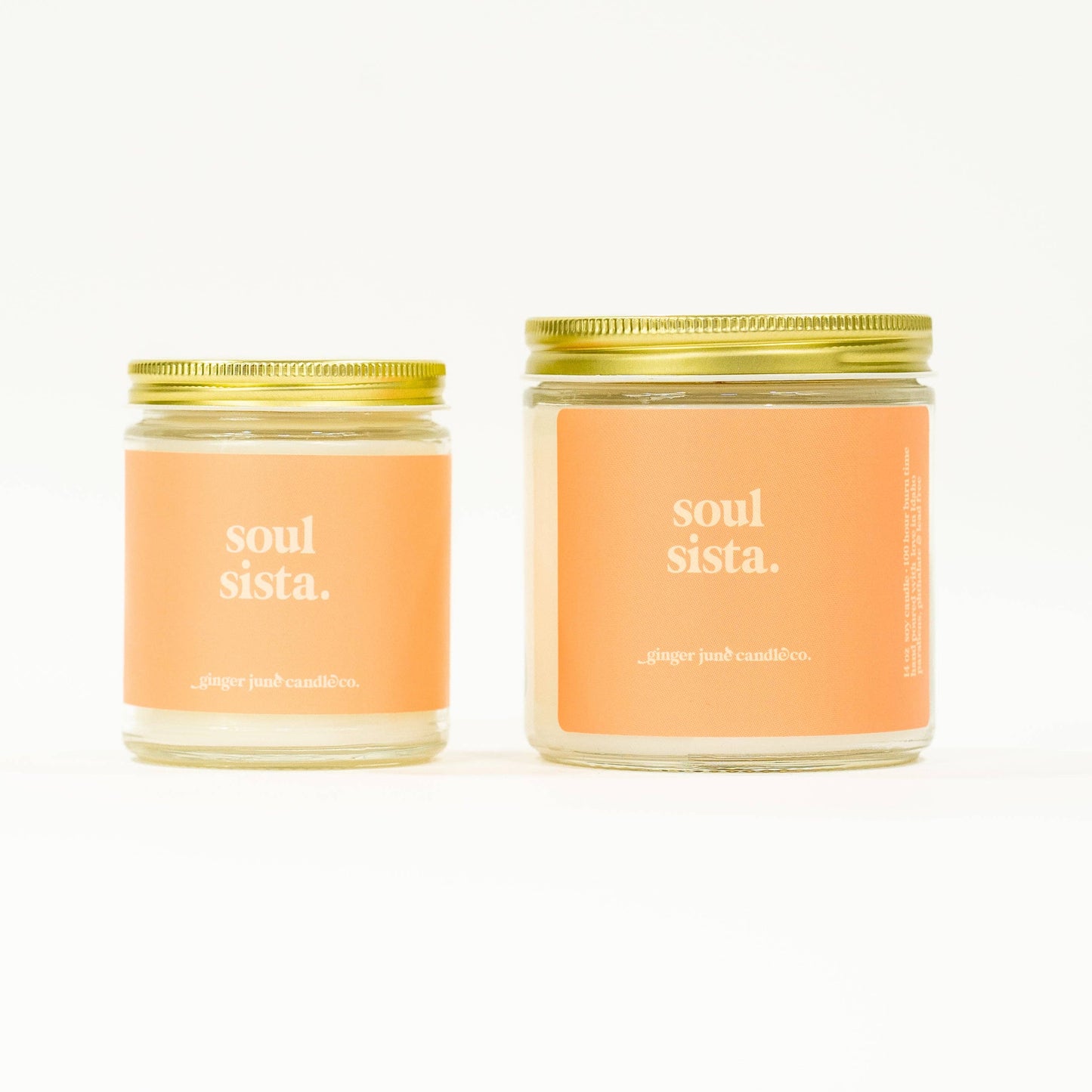 soul sista • soy candle •  2 sizes, 2 colors: 8 oz / clear / apricot fig