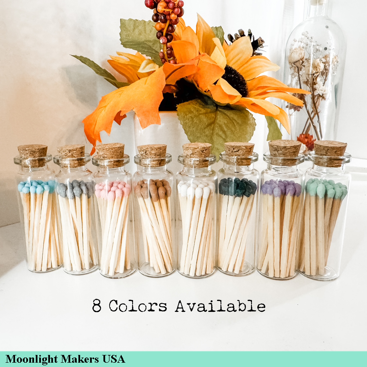 Fancy Safety Matches in Glass Vial - 8 COLORS - (MV20): White