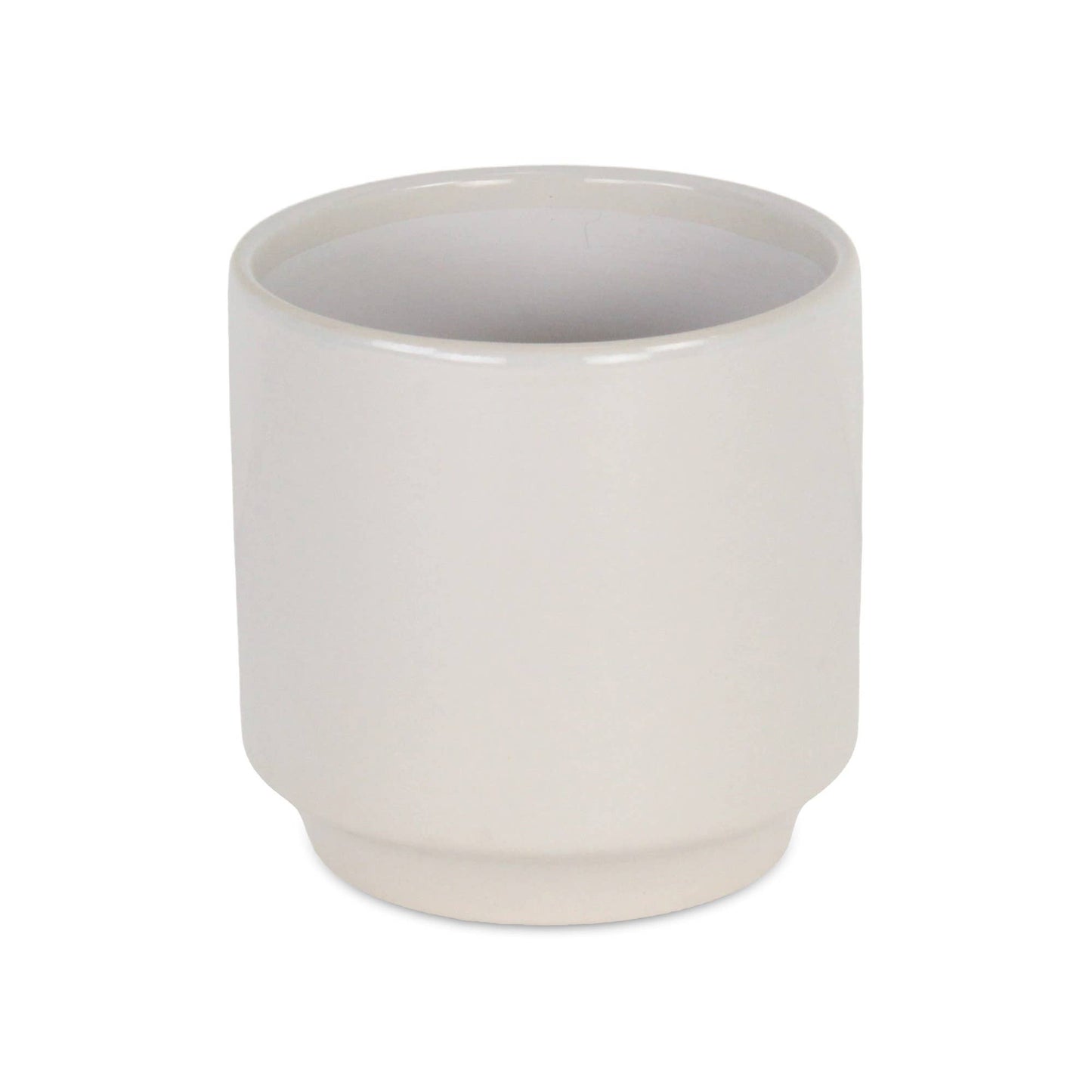 Elegora Straight Side Solid Color Ceramic Pot - Off White: Medium