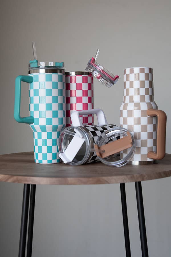 Checkered 40oz Tumbler: Magenta
