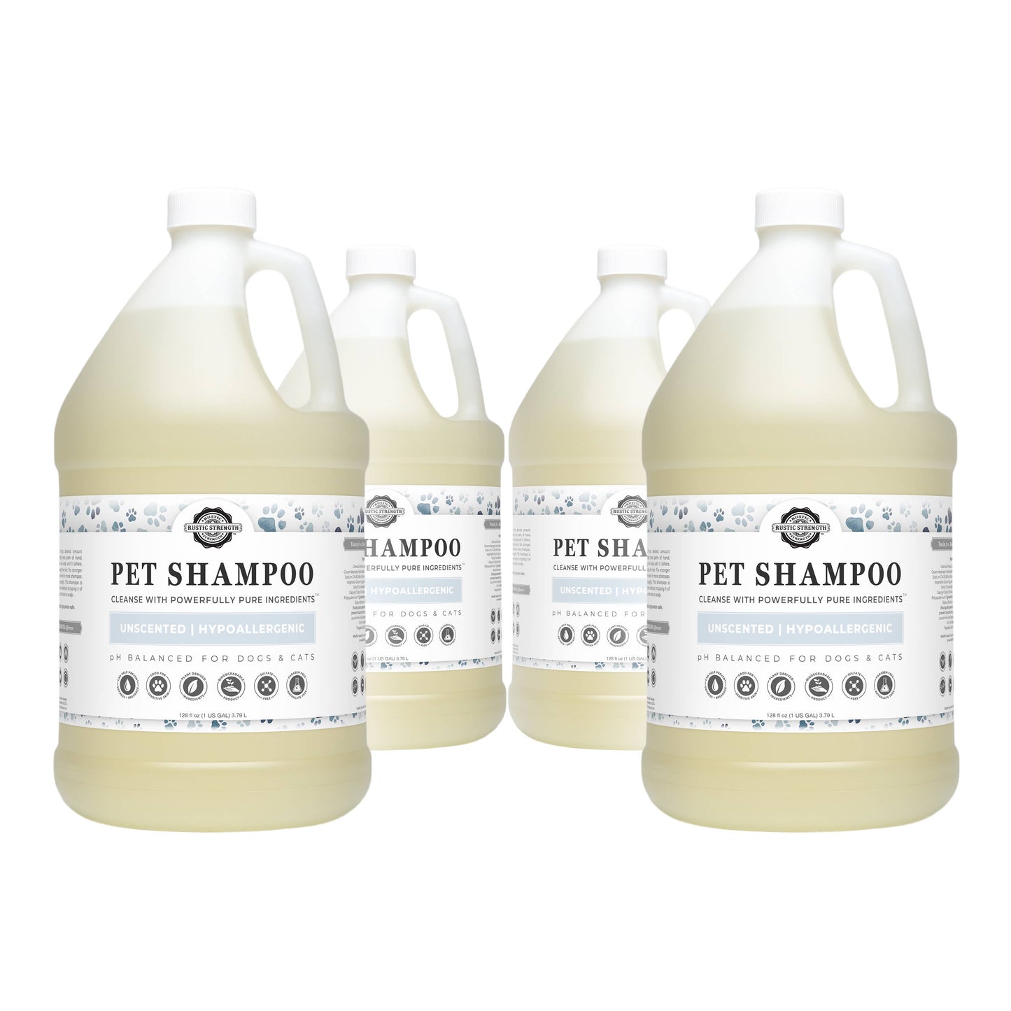 Pet Shampoo | Soothing + Deodorizing: Unscented | Hypoallergenic / Bulk Refill Gallon Glass Jug