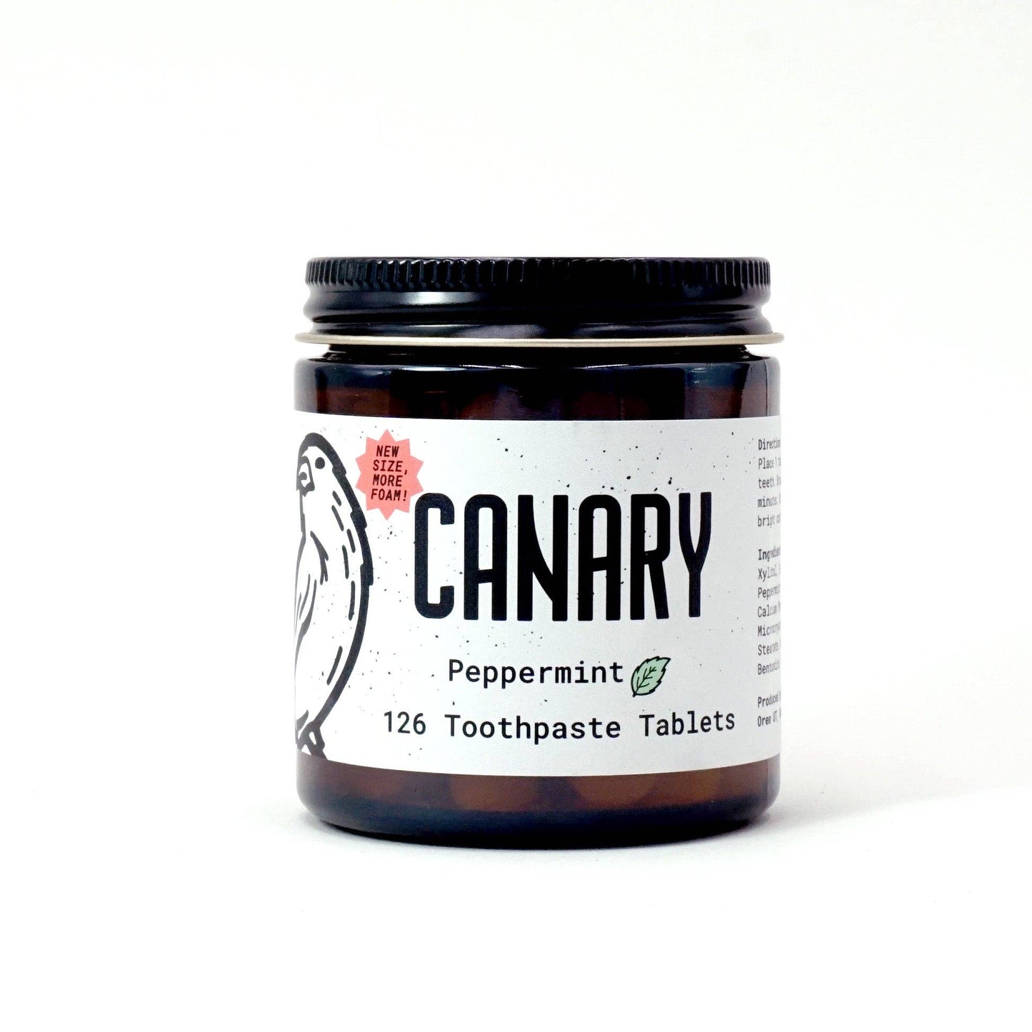 Peppermint Toothpaste Tablets: 2 month supply jar - 126 tablets
