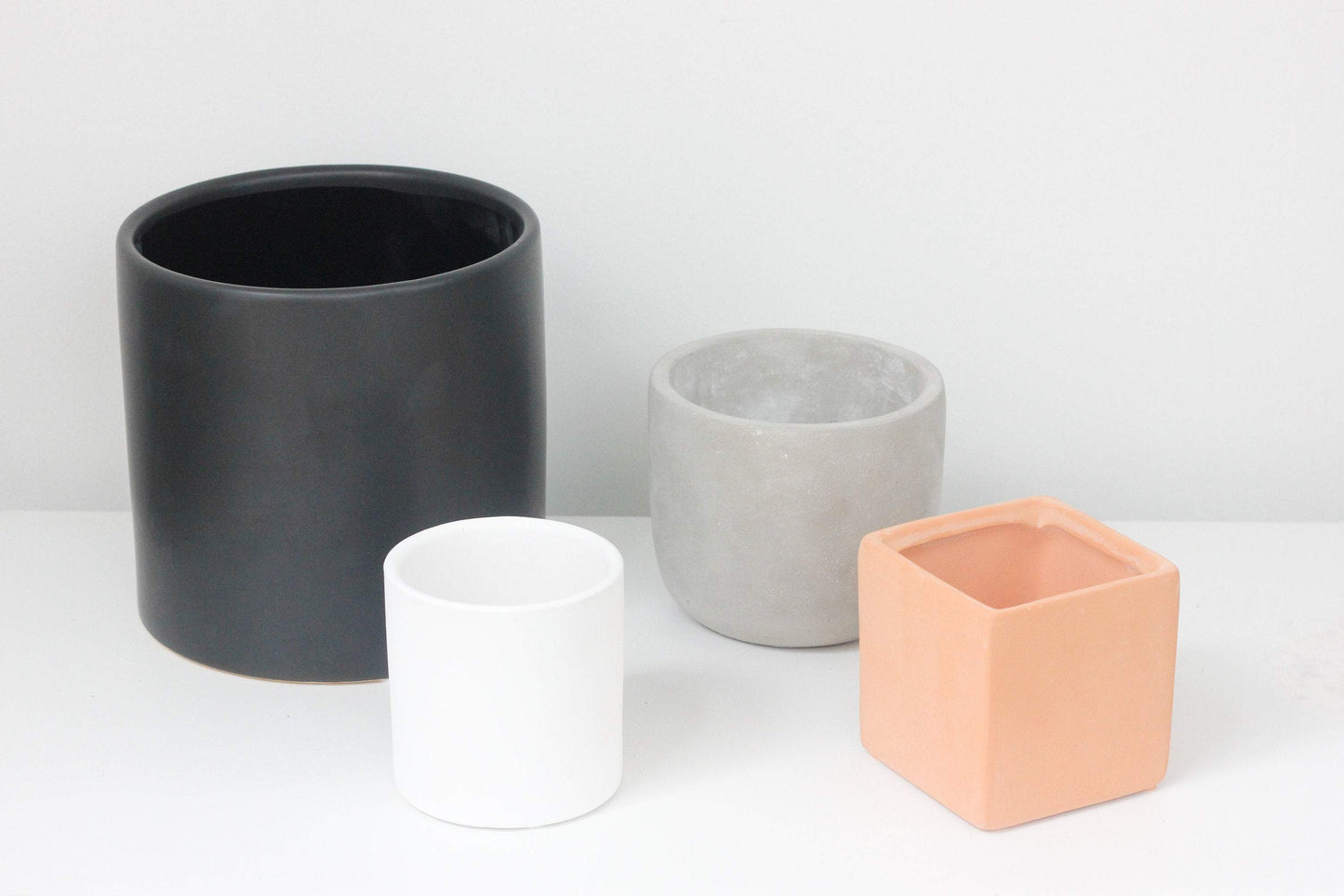 Matte Black Ceramic Cylinder Planter: 5"