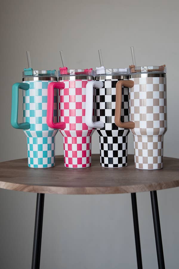 Checkered 40oz Tumbler: Magenta