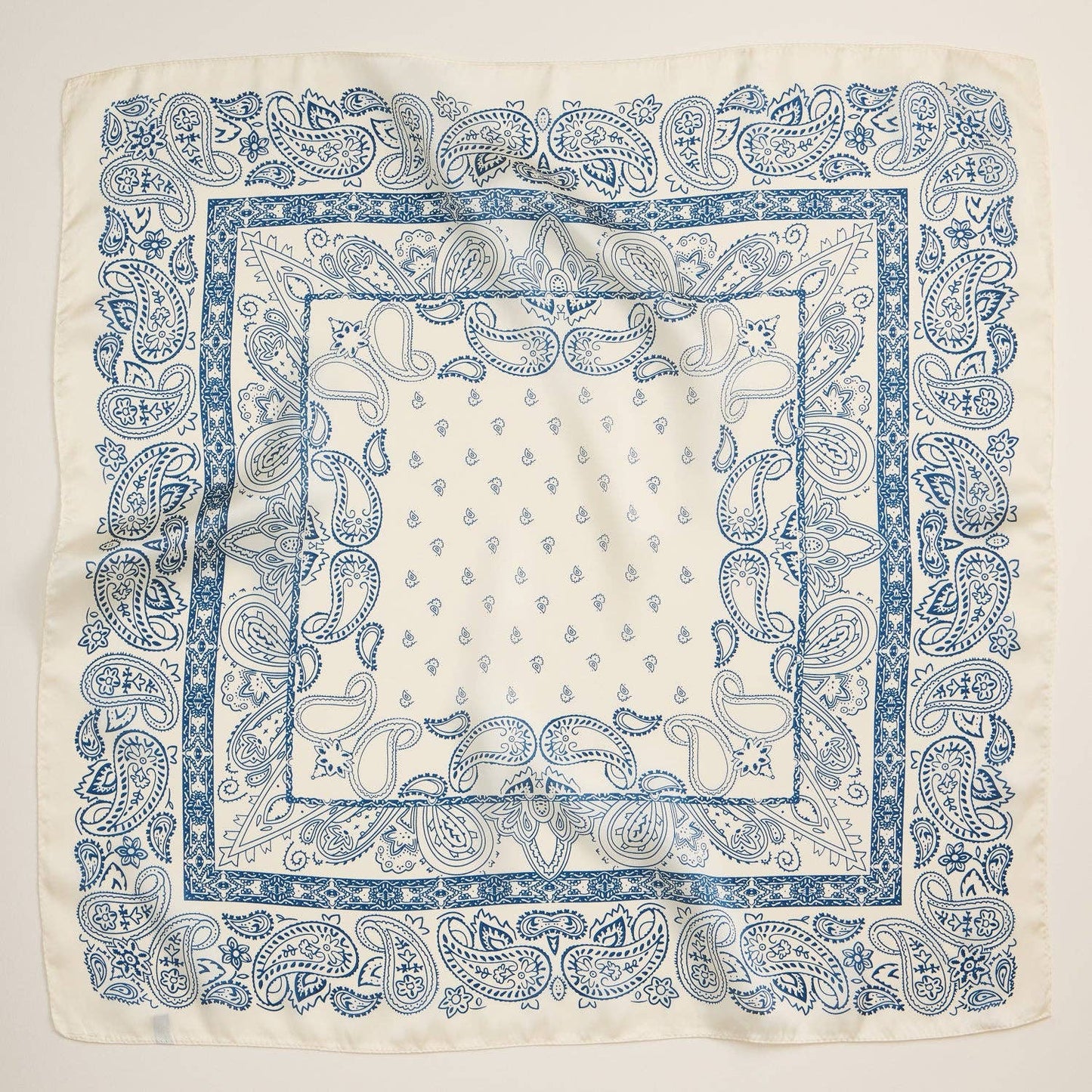 Silk Texture Paisley Bandana Square Scarf for Men & Women: Ivory / One / 5DR98062