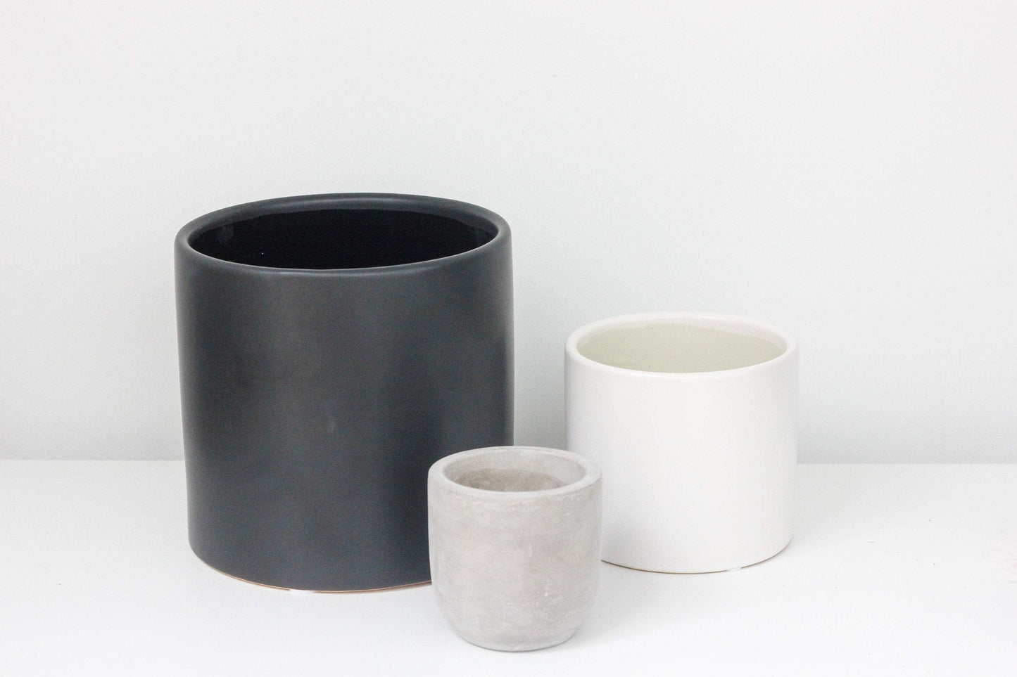 Matte Black Ceramic Cylinder Planter: 5"