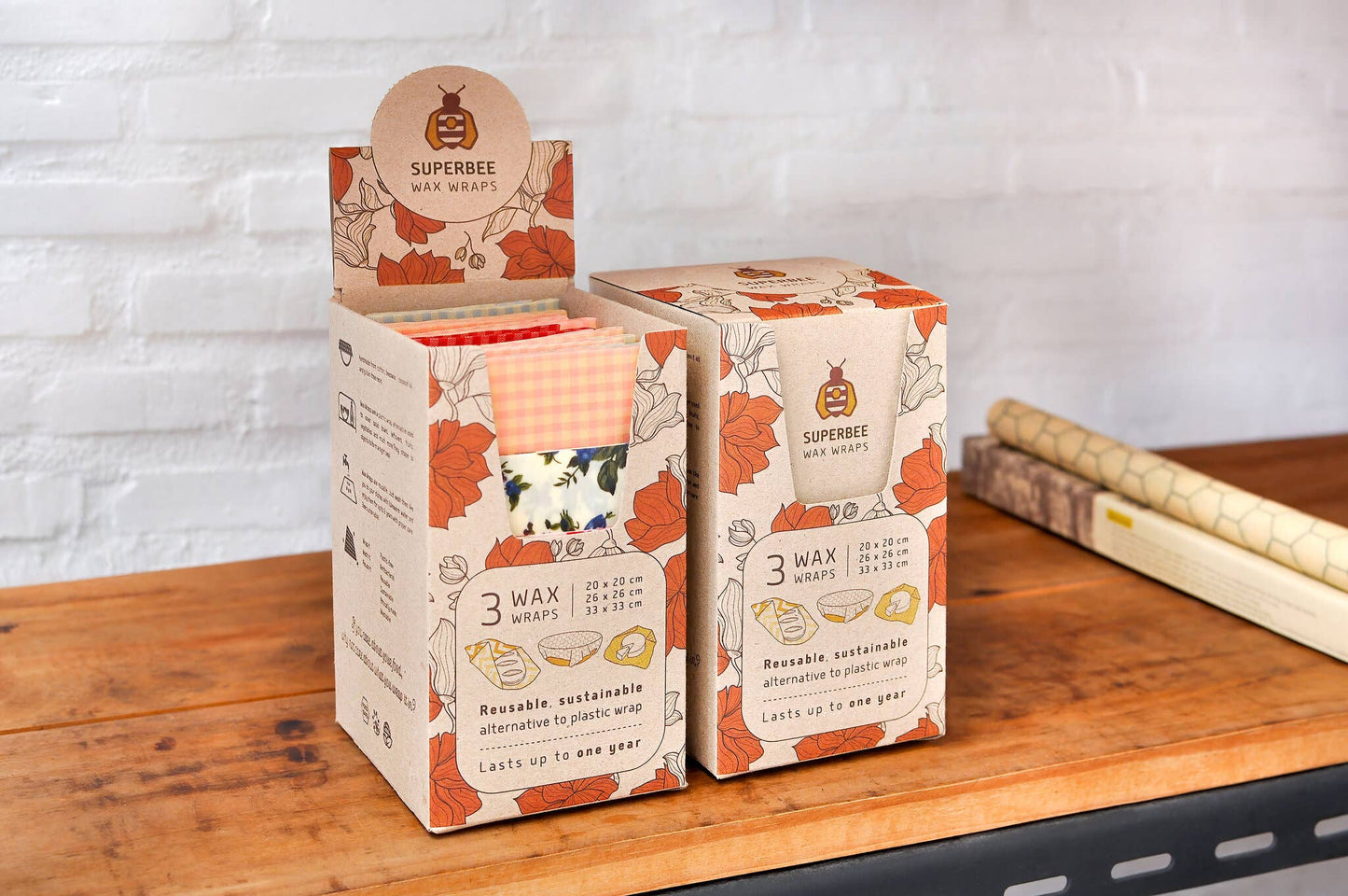 SuperBee - Essentials Set of 3 Beeswax Wraps - Mixed Design