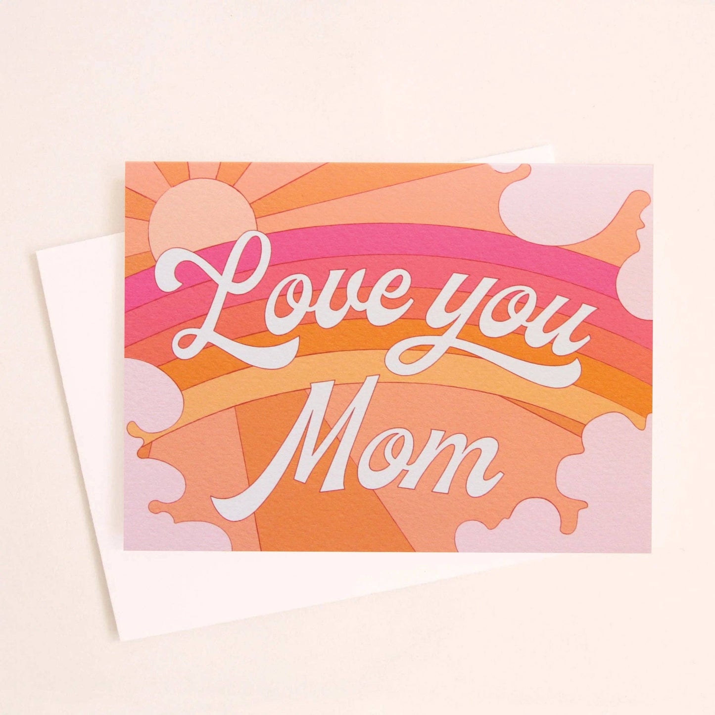Love You Mom Card - Peach Rainbow