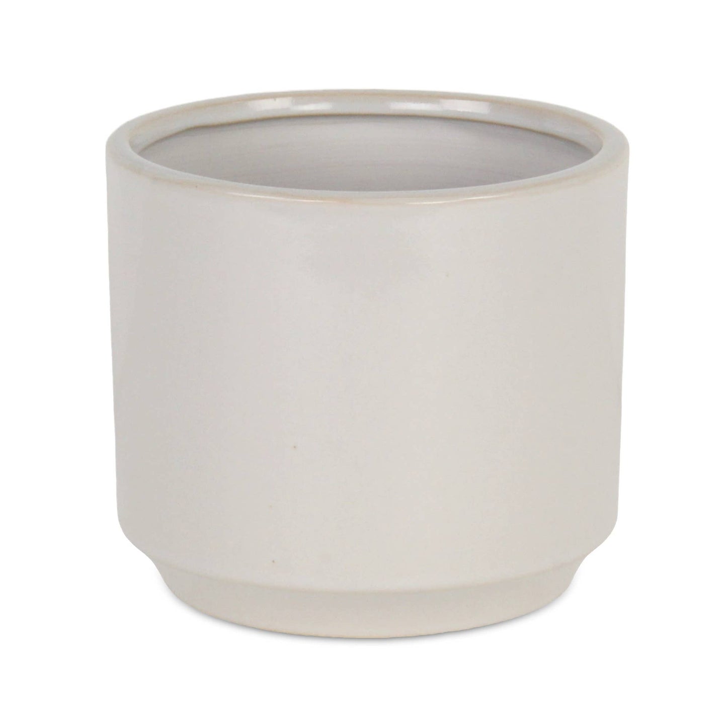 Elegora Straight Side Solid Color Ceramic Pot - Off White: Small
