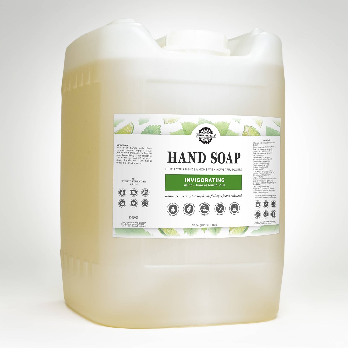 Plant-Based Hand Soap Non-Drying Hypoallergenic Sensitive refill bulk: Citrus Bliss (lemon/orange) / Gallon Glass Jug