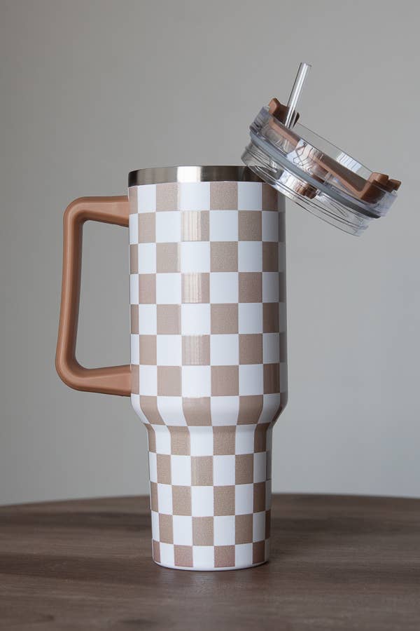 Checkered 40oz Tumbler: Magenta