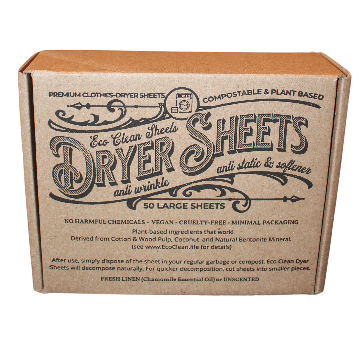 Dryer Sheets - Eco Clean -Retail packaged - 50 LG Sheets: FRESH LINEN