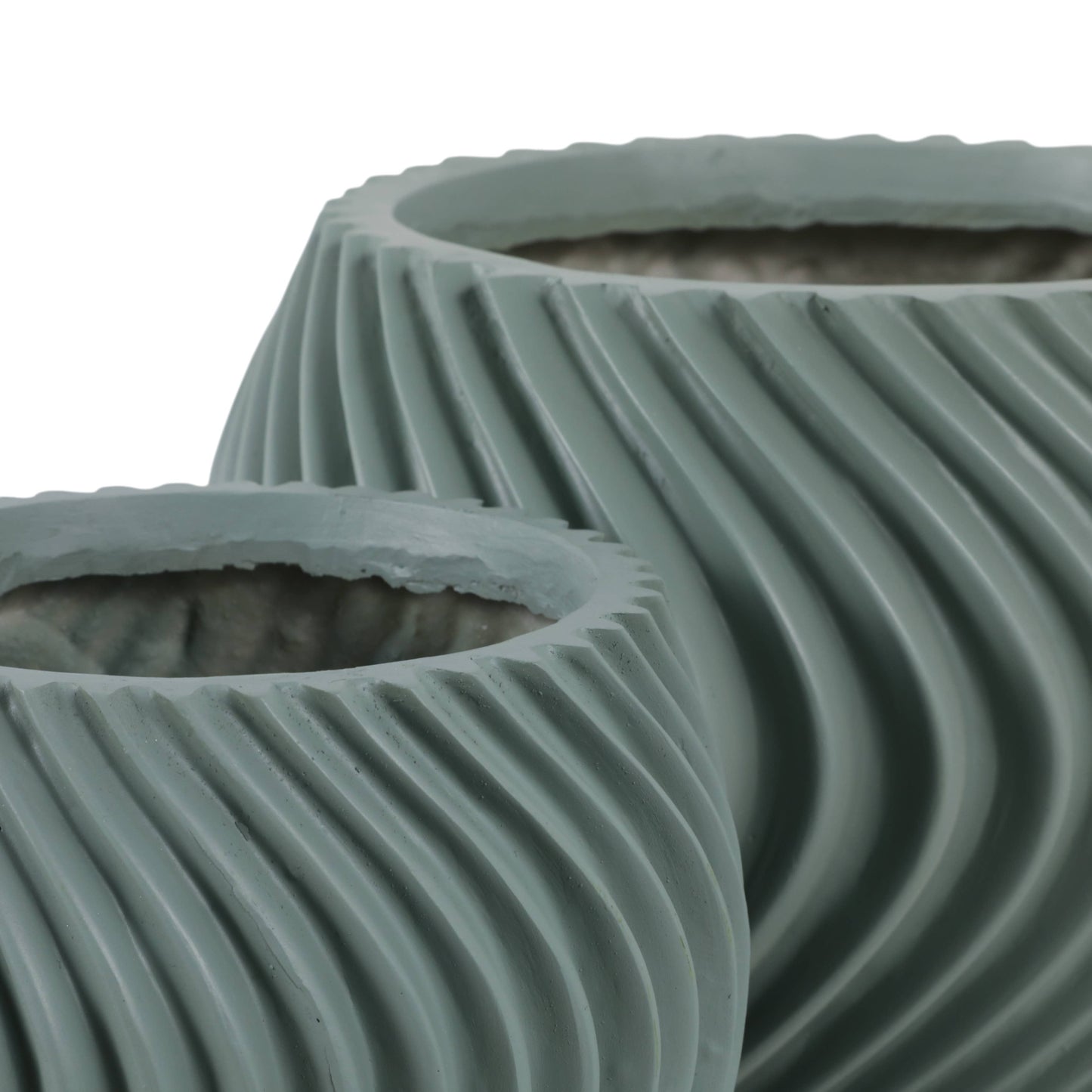 Resin Curvy Lines Rounded Planter Set of 2 - Green, 8/12 in.