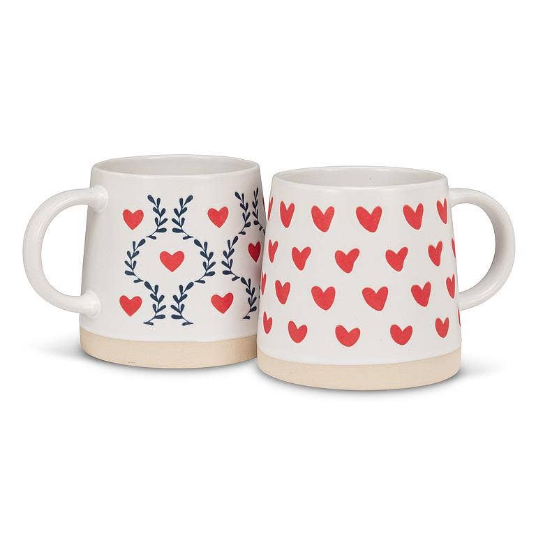 Wide Base Mug with Hearts-3.5"H(14oz)