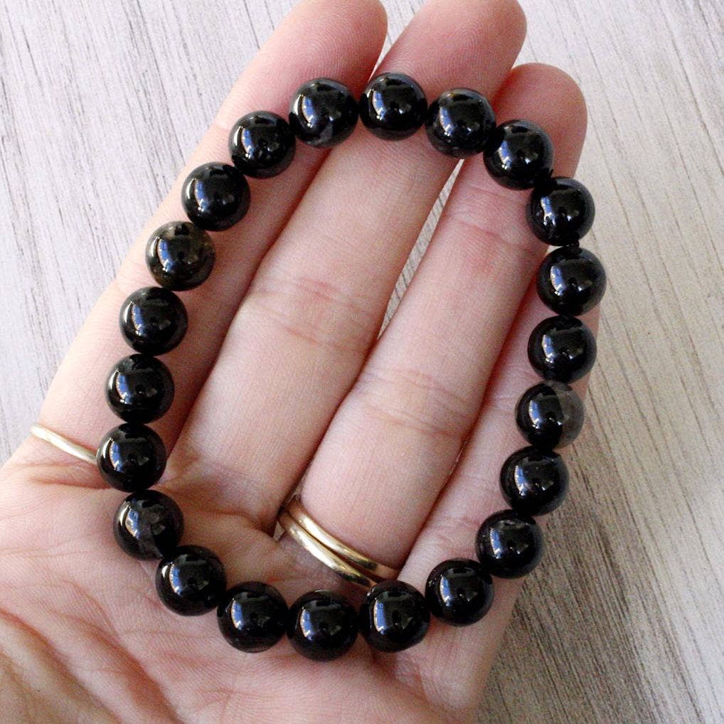 Black Tourmaline Bracelet 4mm/6mm/8mm - Crystals & Stones: 4mm