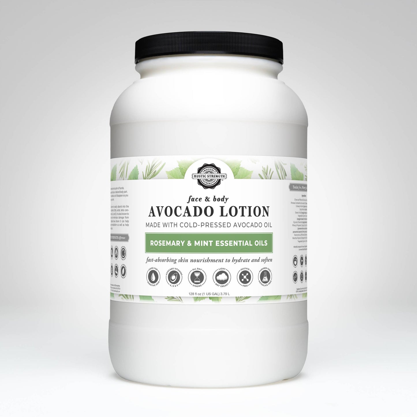 Avocado Lotion for Face and Body- Mild Formula, Paraben-Free: Rosemary Mint / refill bulk