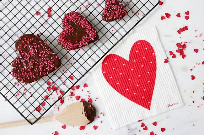 Swedish Dishcloth - Heart - Red: Red