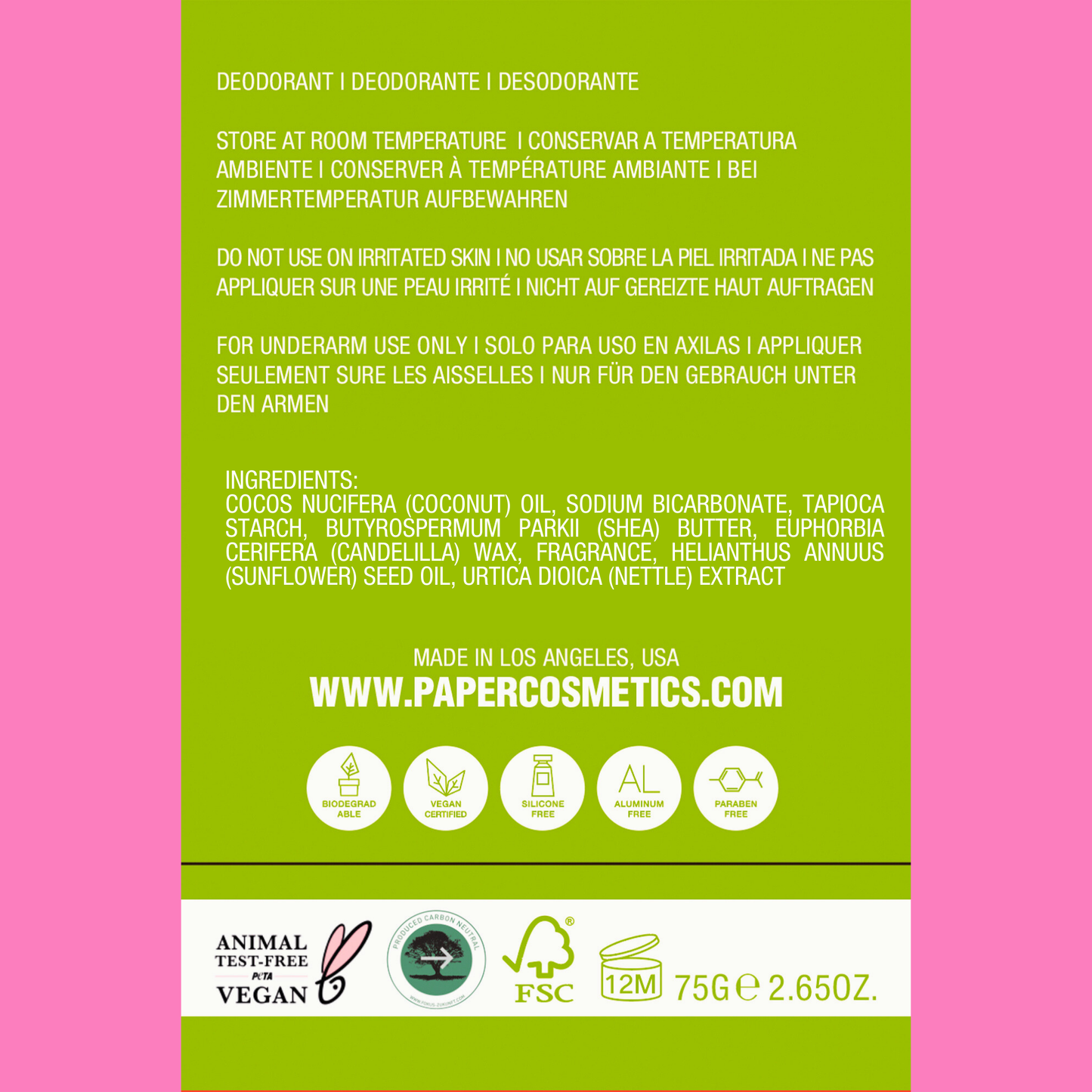 Green Machine Aluminum-Free All-Natural unisex Deodorant