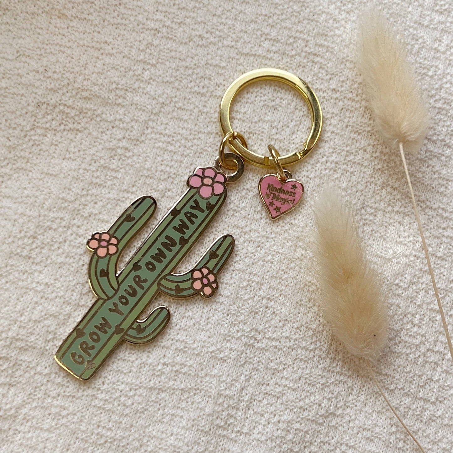 Grow Your Own Way Cactus Enamel Keychain: Unpackaged