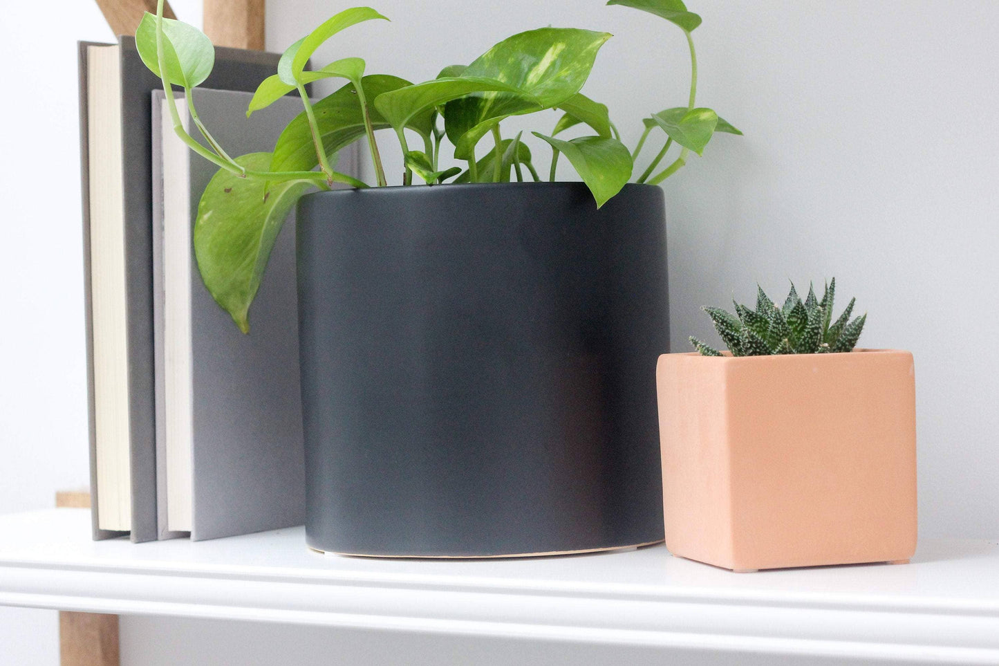 Matte Black Ceramic Cylinder Planter: 5"