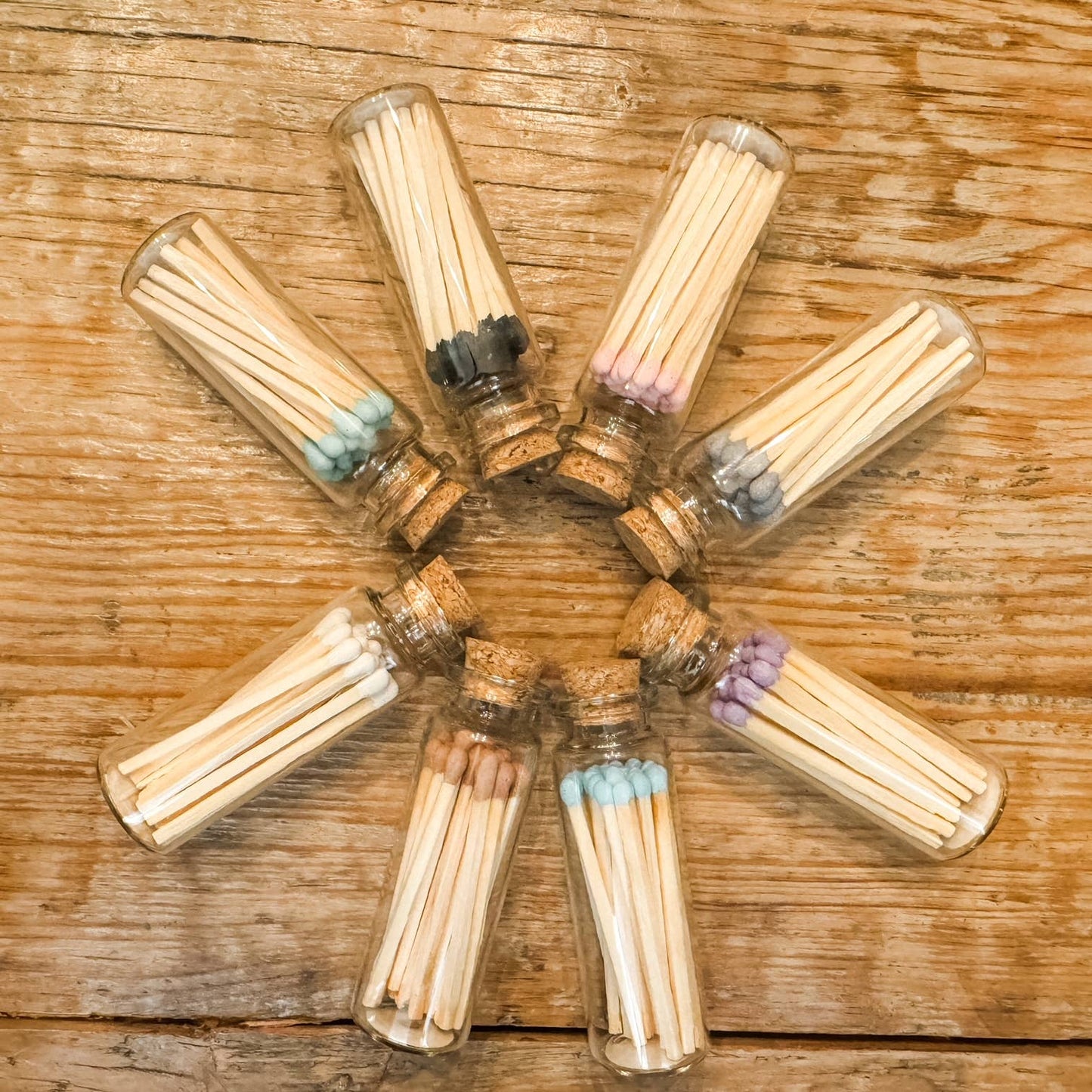 Fancy Safety Matches in Glass Vial - 8 COLORS - (MV20): White