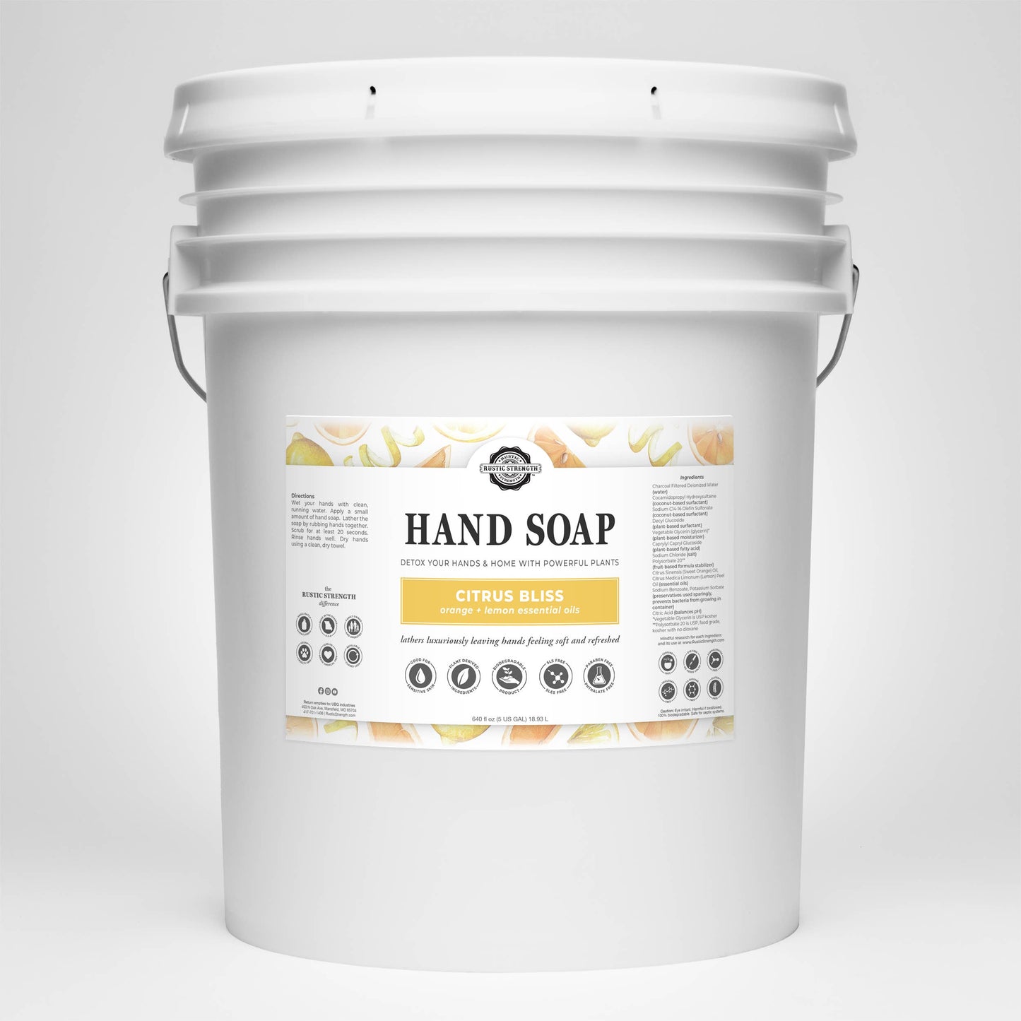 Plant-Based Hand Soap Non-Drying Hypoallergenic Sensitive refill bulk: Citrus Bliss (lemon/orange) / Gallon Glass Jug