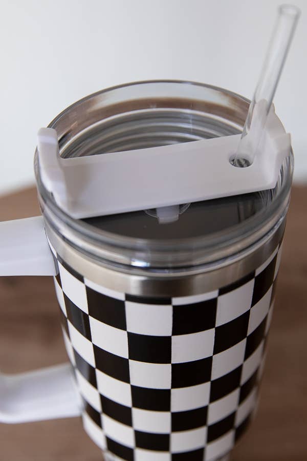 Checkered 40oz Tumbler: Teal