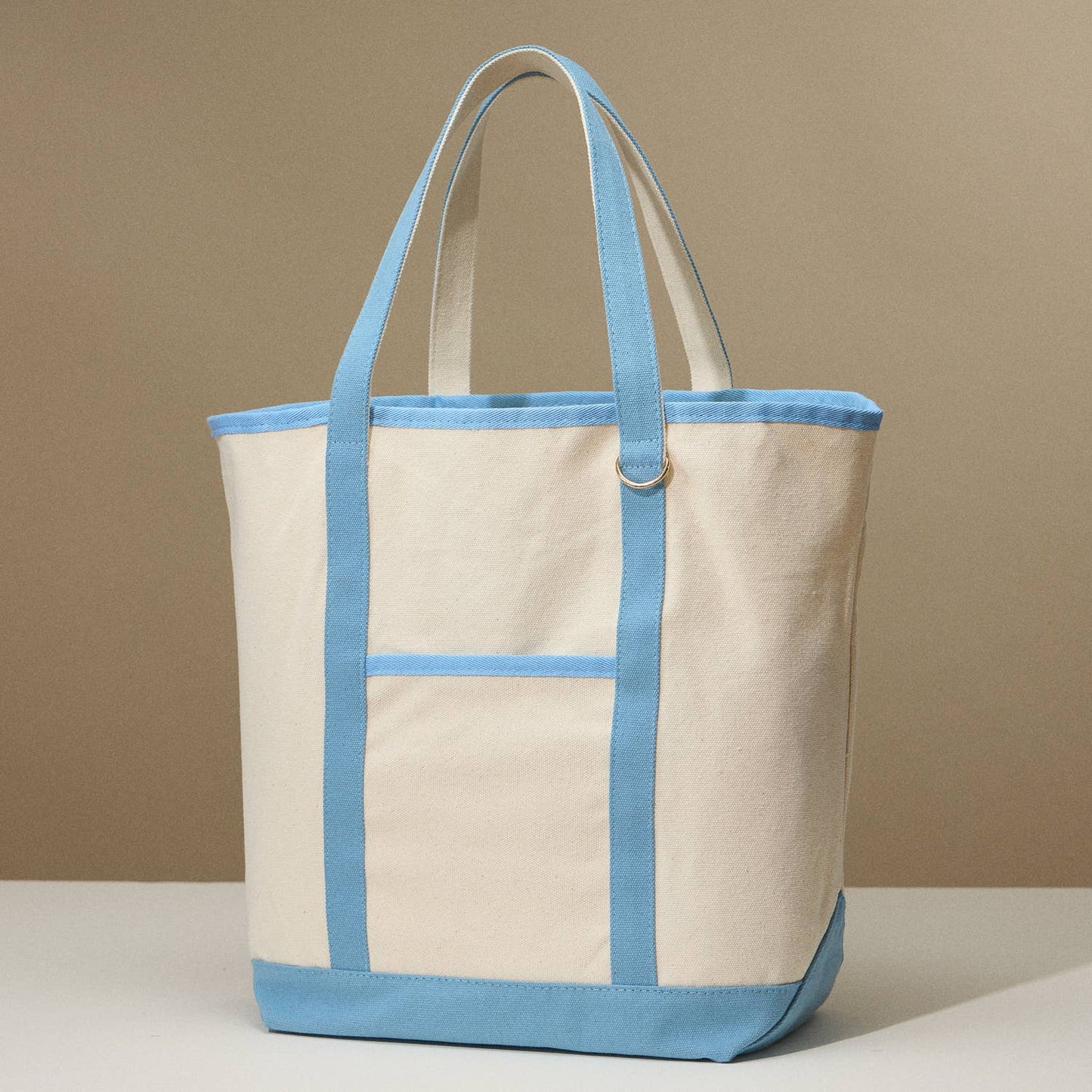 Ecofriendly Cotton Canvas Carry Tote with Charm Holder: Taupe / One size / 5DG78048