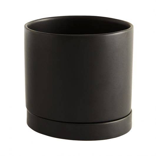 Romey Pot and Saucer: 4.75" Pot / Black