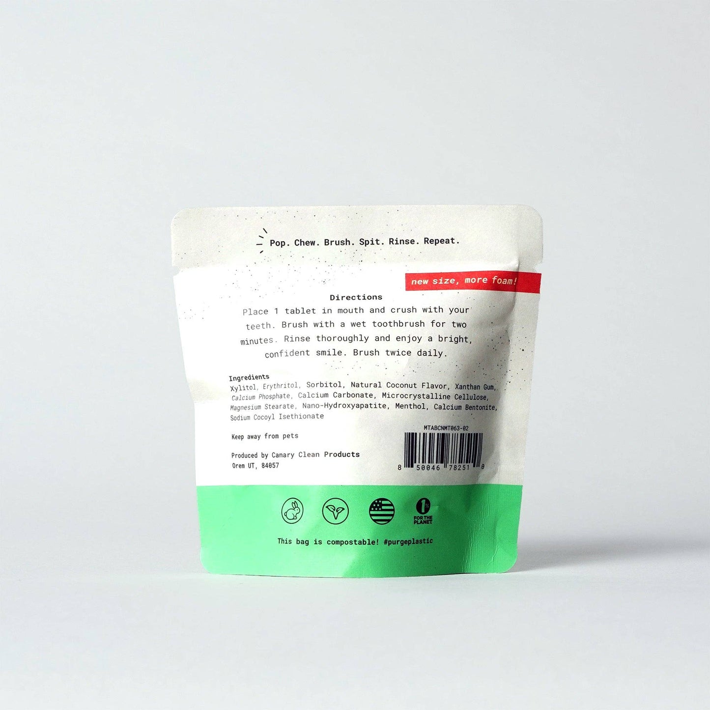 Coconut Mint Toothpaste Tablets: 2 month supply jar - 126 tablets