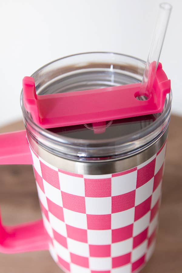 Checkered 40oz Tumbler: Teal