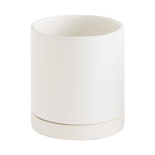Romey Pot and Saucer: 4.75" Pot / White