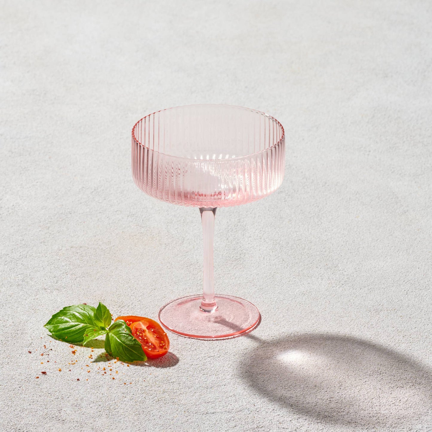 Vikko Decor - Malibu, Ribbed Glass, Blush, MULTIPLE SHAPES: 10 OZ Coupe Champagne