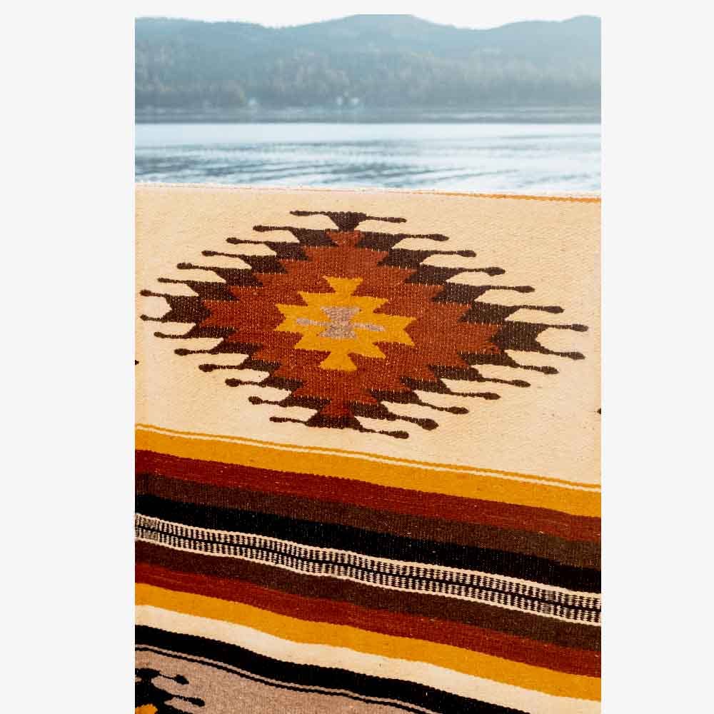 Mexican Blanket Southwest Aztec Diamond | Beige Yellow : STANDARD 80"x50"