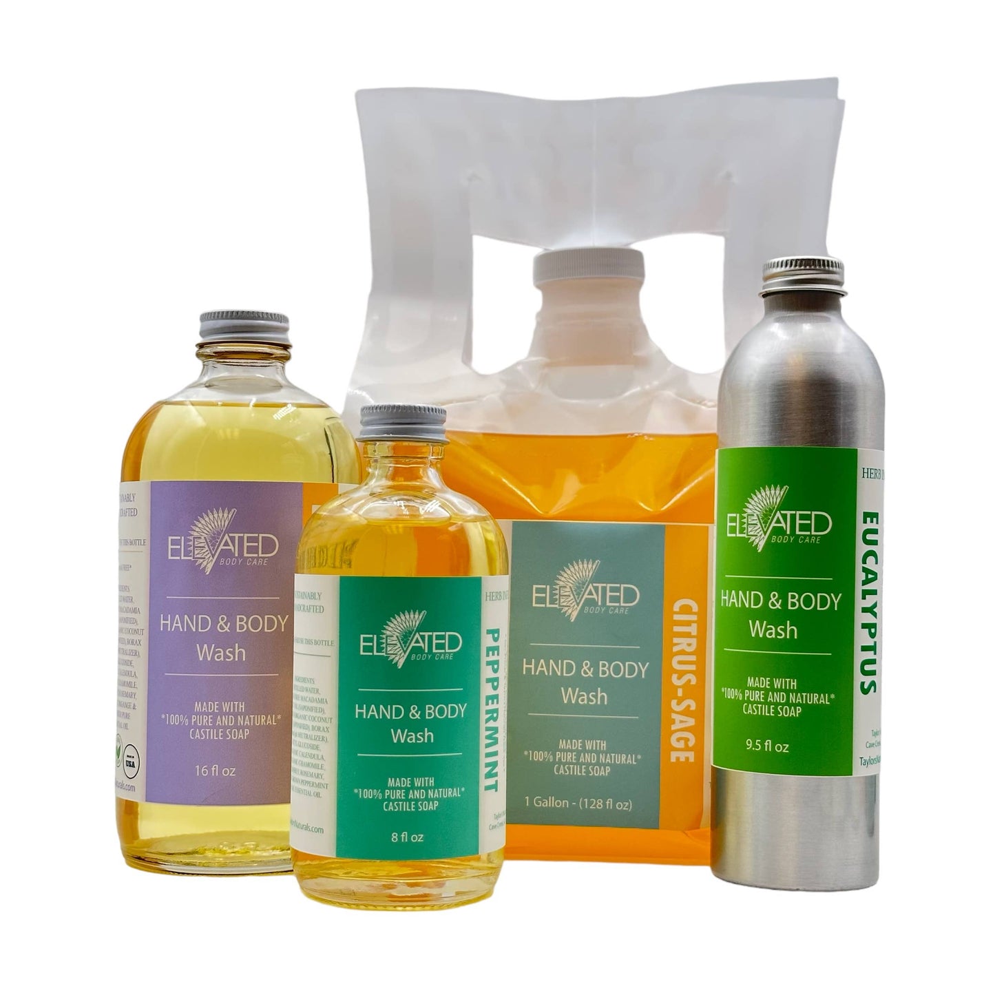 ELEVATED - Herbal Hand & Body Wash w/ Natural Castile Soap: Citrus-Sage bulk refill