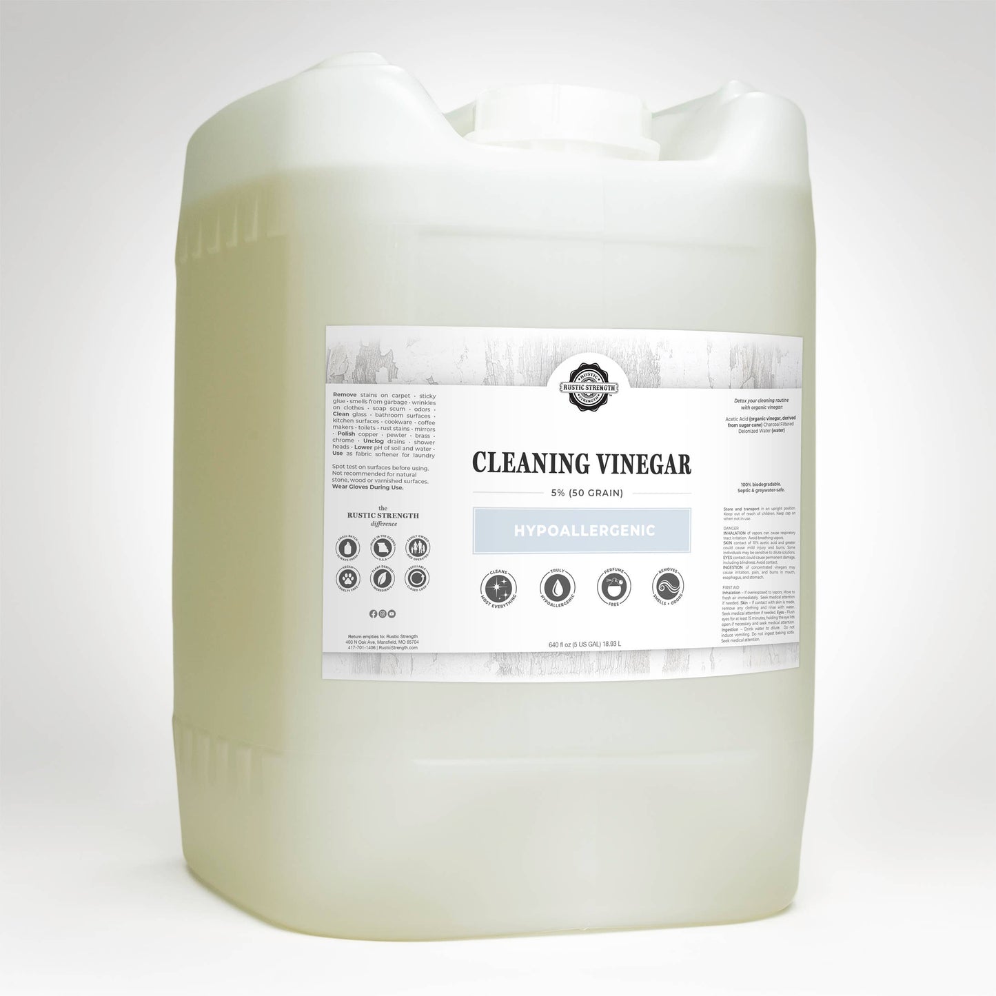 White Cleaning Vinegar - 50 grain: 4 - 1 Gallon Plastic Jugs