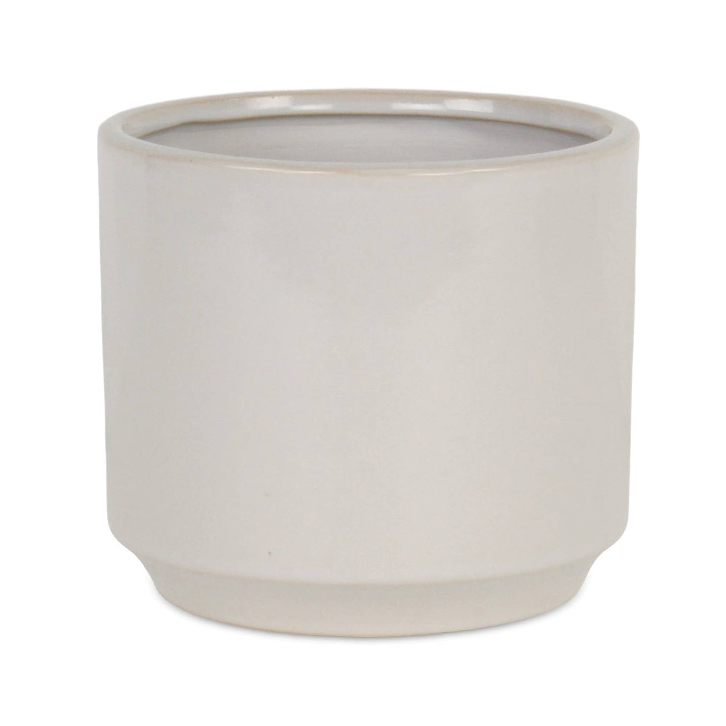 Elegora Straight Side Solid Color Ceramic Pot - Off White: Medium