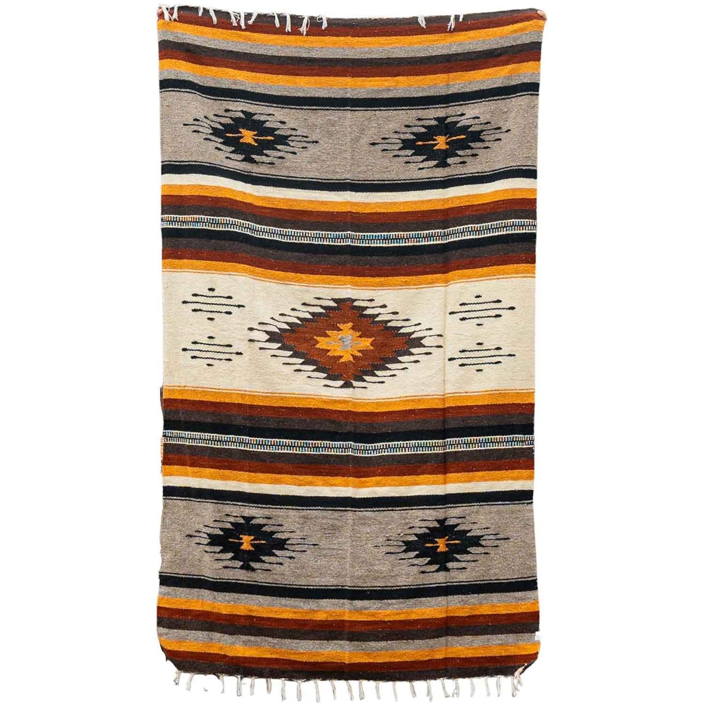 Mexican Blanket Southwest Aztec Diamond | Beige Yellow : STANDARD 80"x50"
