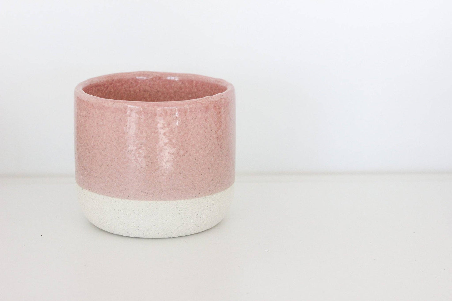 Large Blush Pink Ceramic Planter Pot with Crackle Glaze: 7"