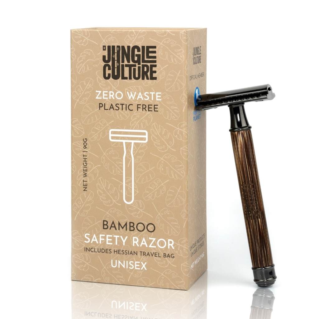 Bamboo Safety Razor - Unisex Eco-Friendly Razors, Zero Waste: Thin Handle / Light Wood Tone
