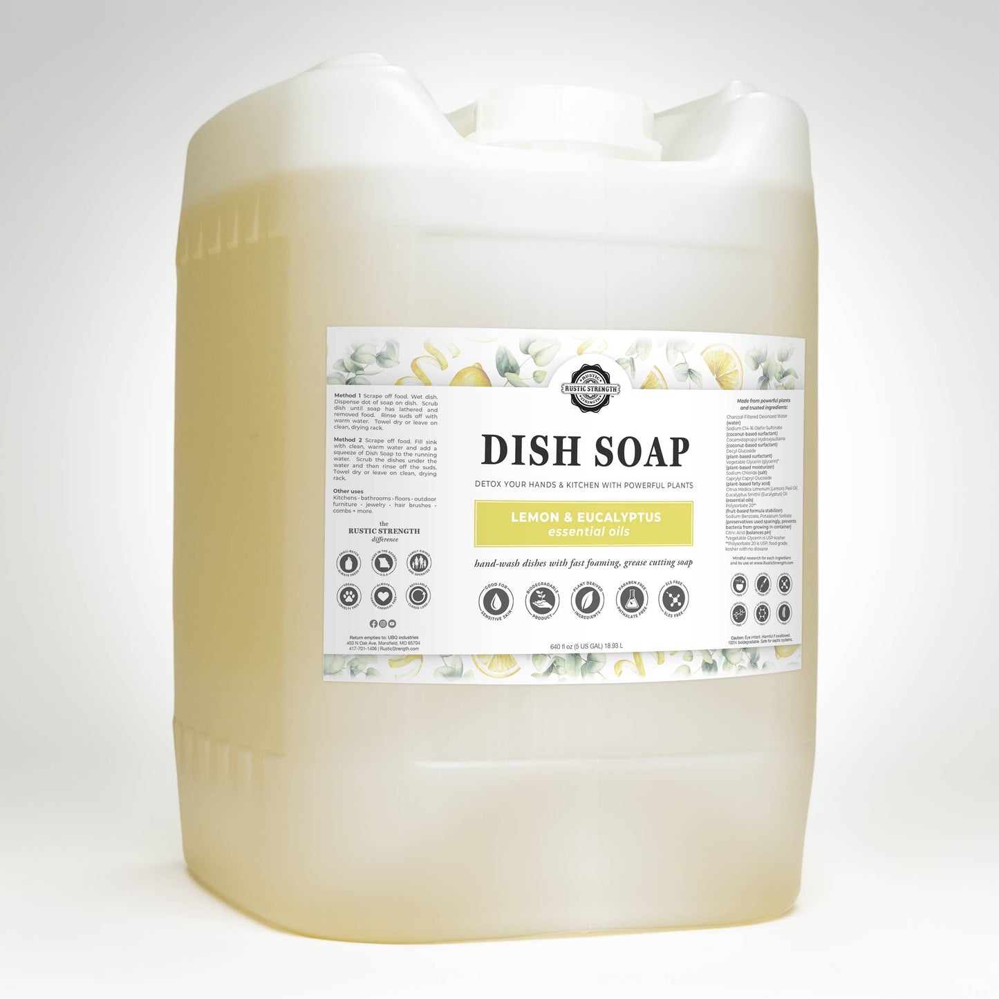 Dish Soap | Sulfate Free - Soft on Skin | Powerful Cleaner: Hypoallergenic (Unscented) / Gallon Glass Jug
