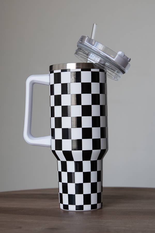 Checkered 40oz Tumbler: Magenta