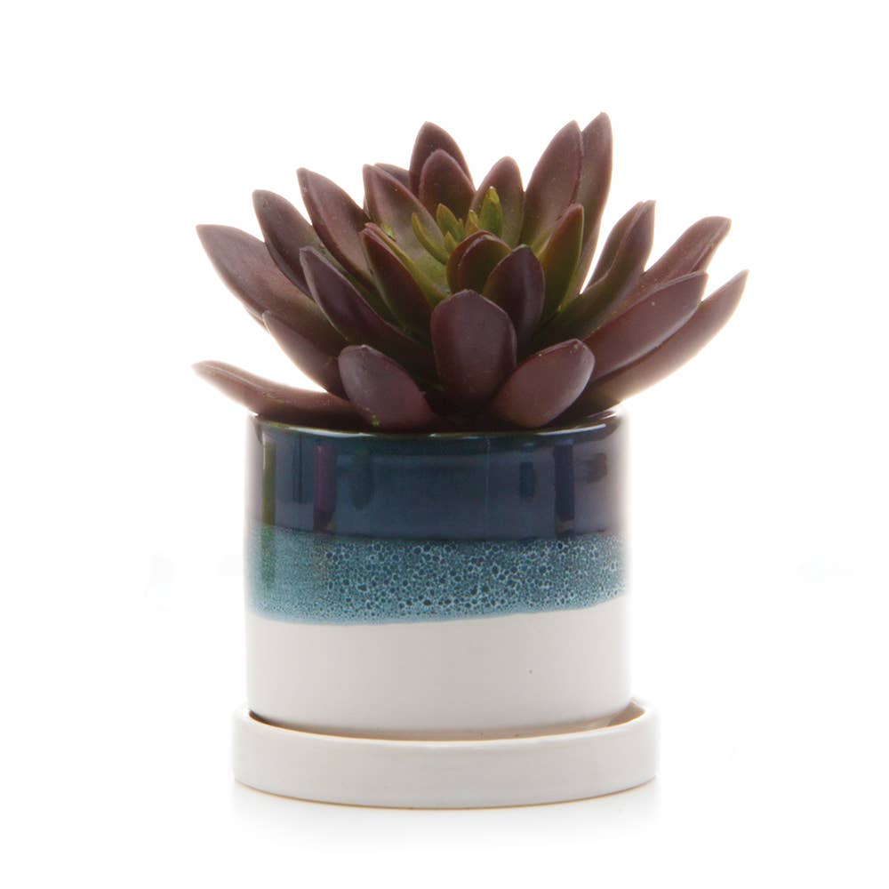 Minute Ceramic Plant Pots Indoor: Green Layers / 5"