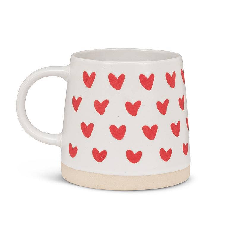 Wide Base Mug with Hearts-3.5"H(14oz)