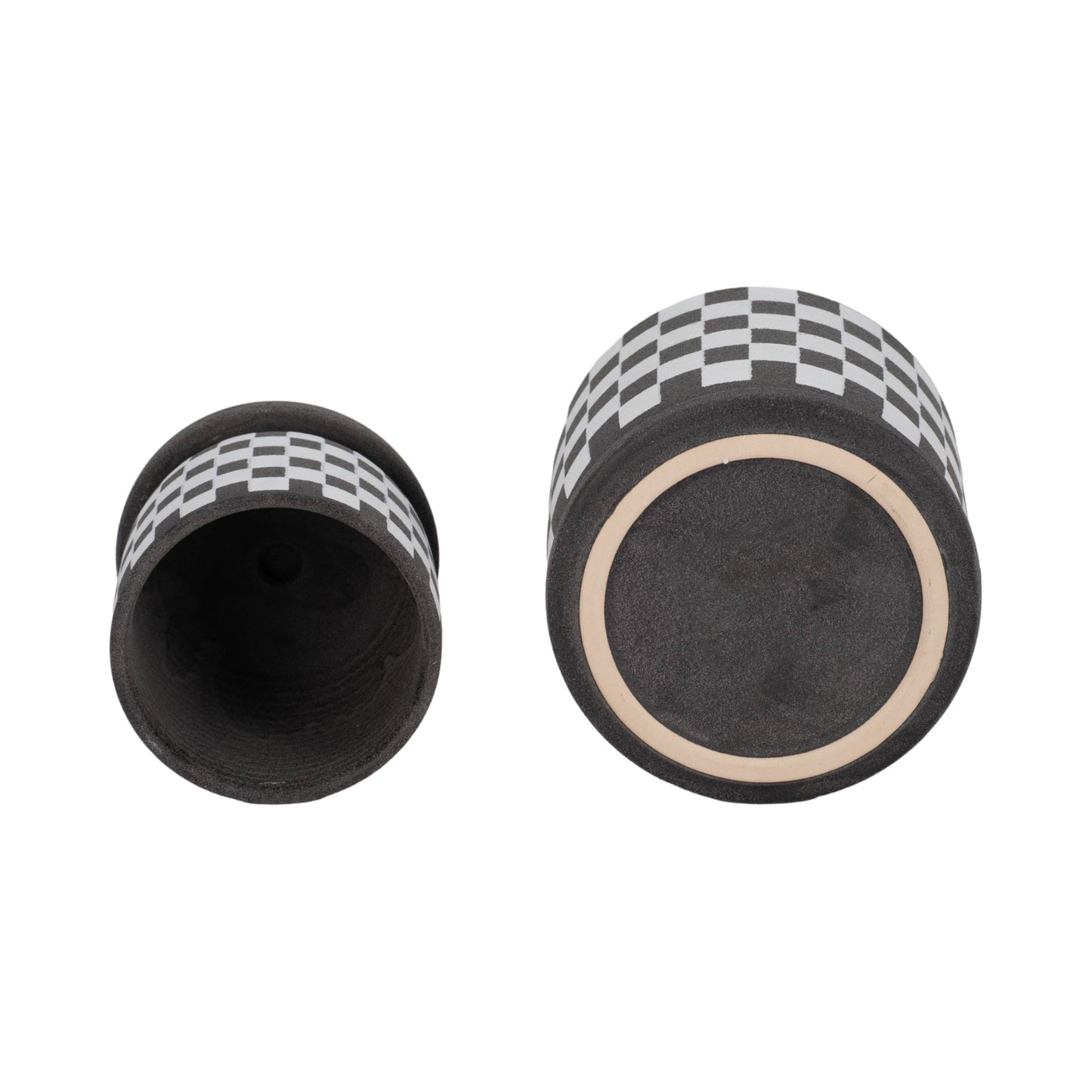 Ceramic Checkerboard Saucer Planters Set - Brown, 5/6 in.