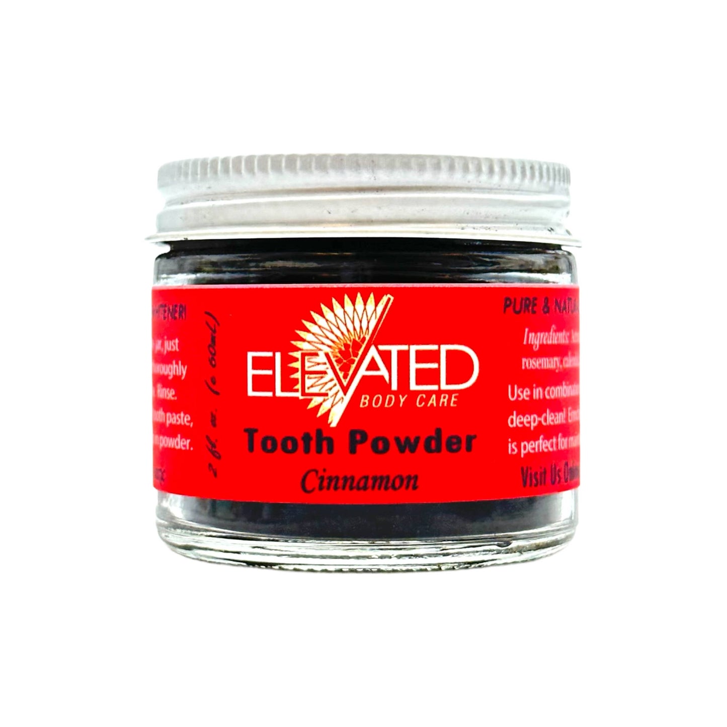 ELEVATED - Charcoal TOOTH Powder - Plastic FREE Glass Jar: Keepin' Fresh Mint