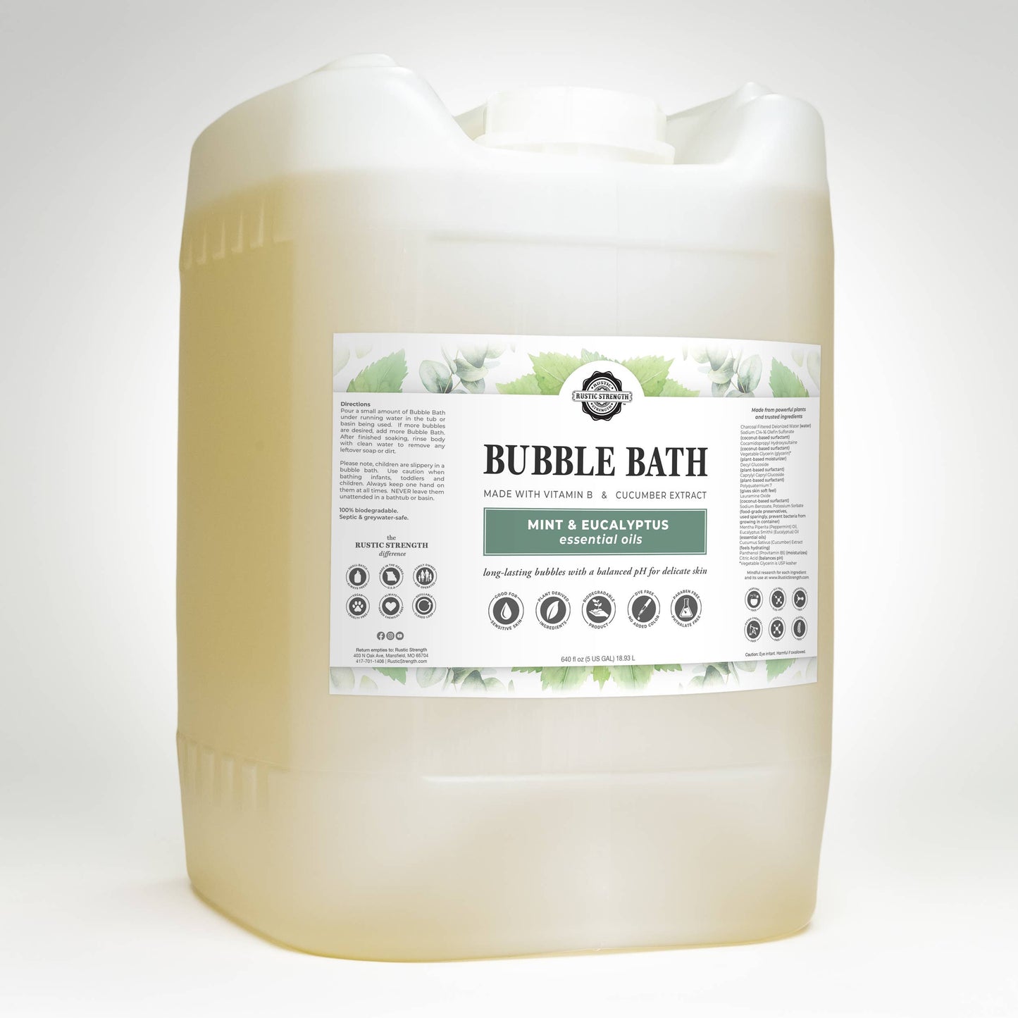 Sulfate-Free Bubble Bath for Sensitive Skin | Light Scent: Eucalyptus Mint / Bulk Refill