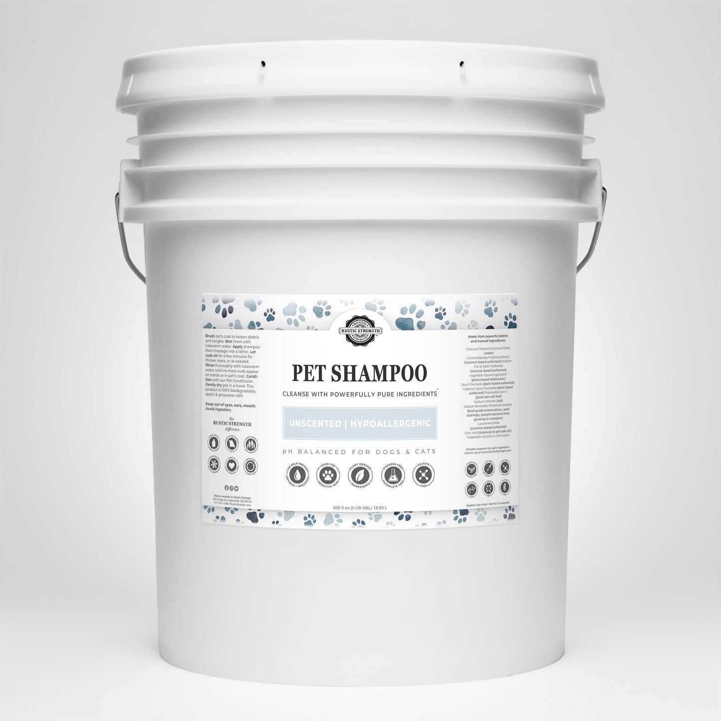 Pet Shampoo | Soothing + Deodorizing: Unscented | Hypoallergenic / Bulk Refill Gallon Glass Jug