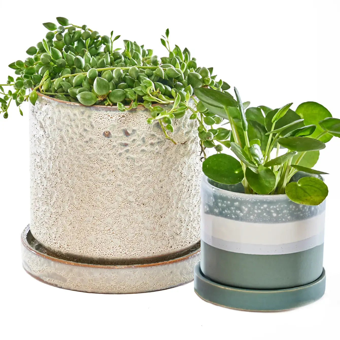Minute Ceramic Plant Pots Indoor: Green Layers / 5"