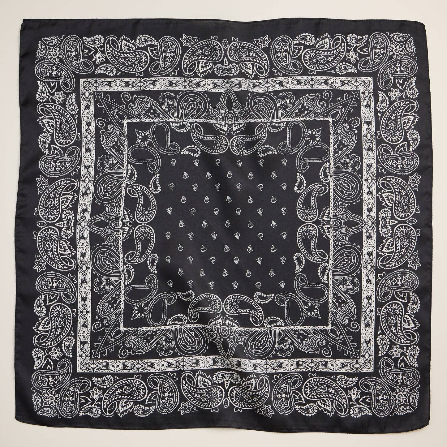 Silk Texture Paisley Bandana Square Scarf for Men & Women: Ivory / One / 5DR98062